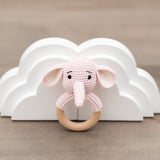 KawaiOnO Handmade Cotton Crochet Rattler: Pink Elephant