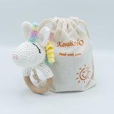 KawaiOnO Handmade Cotton Crochet Rattler: Unicorn