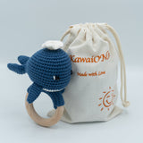 KawaiOnO Handmade Cotton Crochet Rattler: Whale