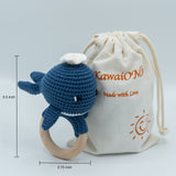 KawaiOnO Handmade Cotton Crochet Rattler: Whale