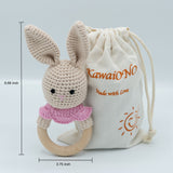 KawaiOnO Handmade Cotton Crochet Rattler: Cream Bunny